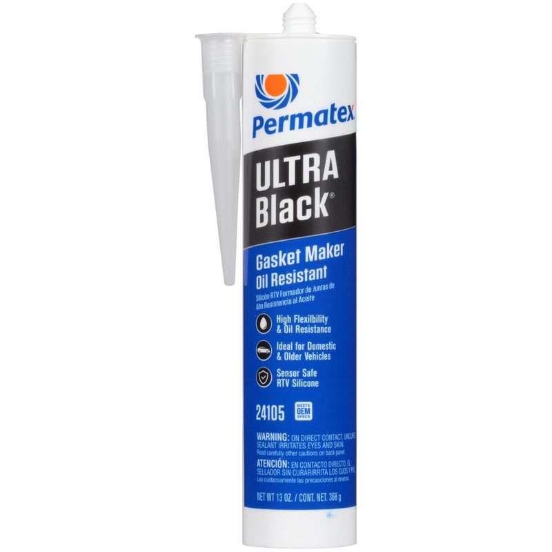 Permatex 24105 Ultra Black Maximum Oil Resistance RTV Silicone Gasket Maker, Sensor Safe And Non-Corrosive, For High Flex And Oil Resistant Applications 13 oz - Image 1